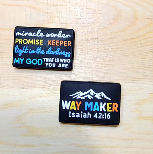 Way make Isaiah 42:16  miracle work promise keeper - silicone focal bead - double-sided focal bead - A60