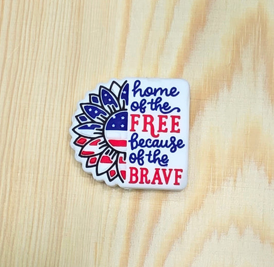 Home of the free because of the brave silicone focal bead- A123