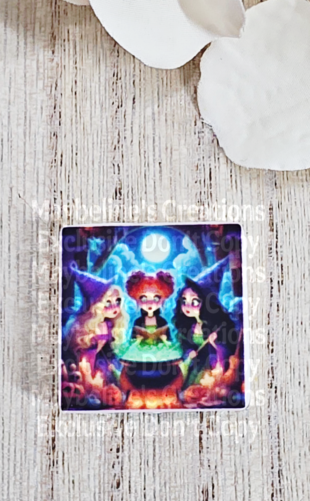 Three Little Witches Silicone focal bead-Halloween witchy sisters-Witches Cauldron Silicone Focal Bead - Halloween Craft Supply-MC exclusive silicone focal Bead