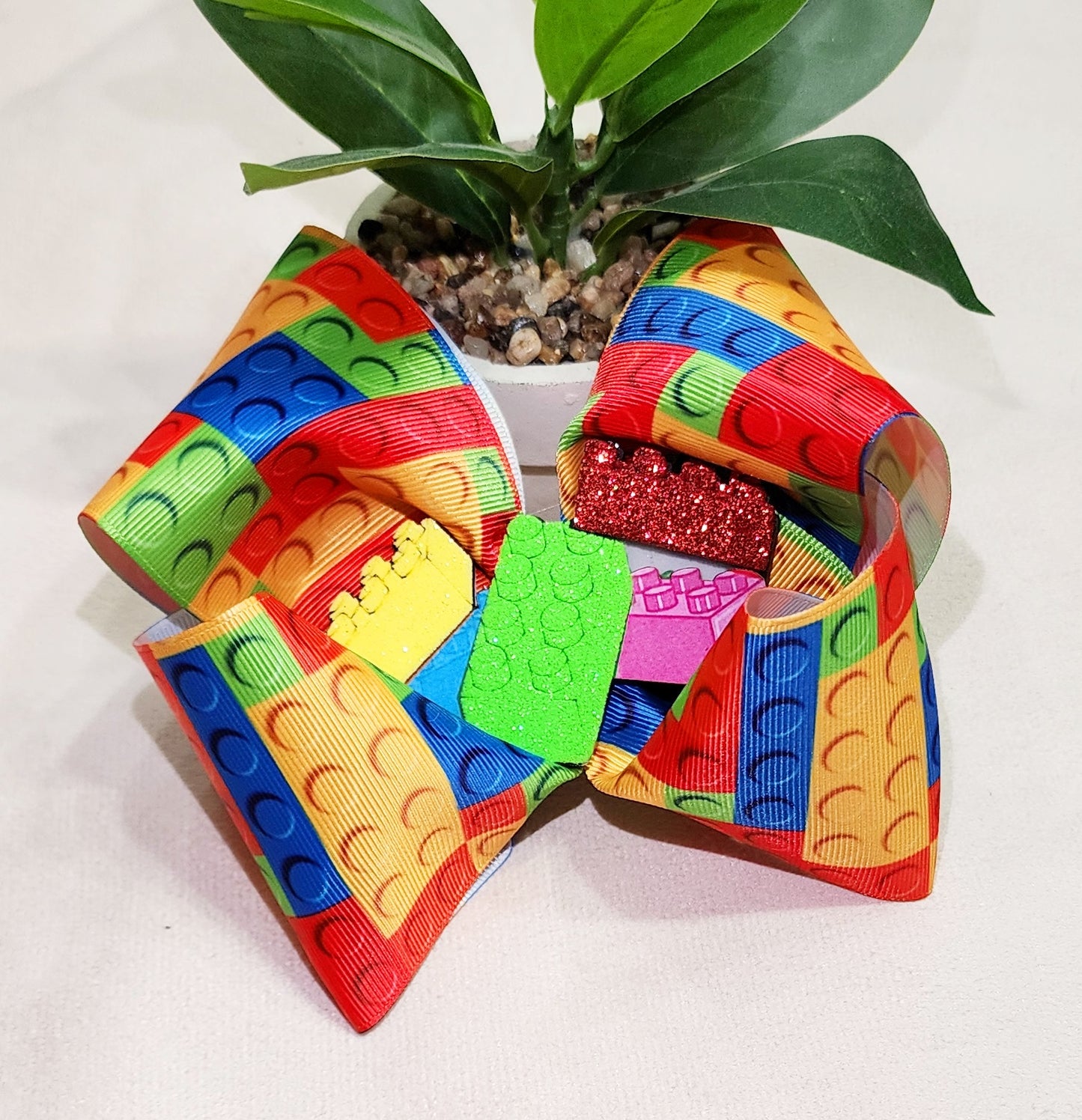 Rainbow building blocks hairbow. Rainbow hairbow