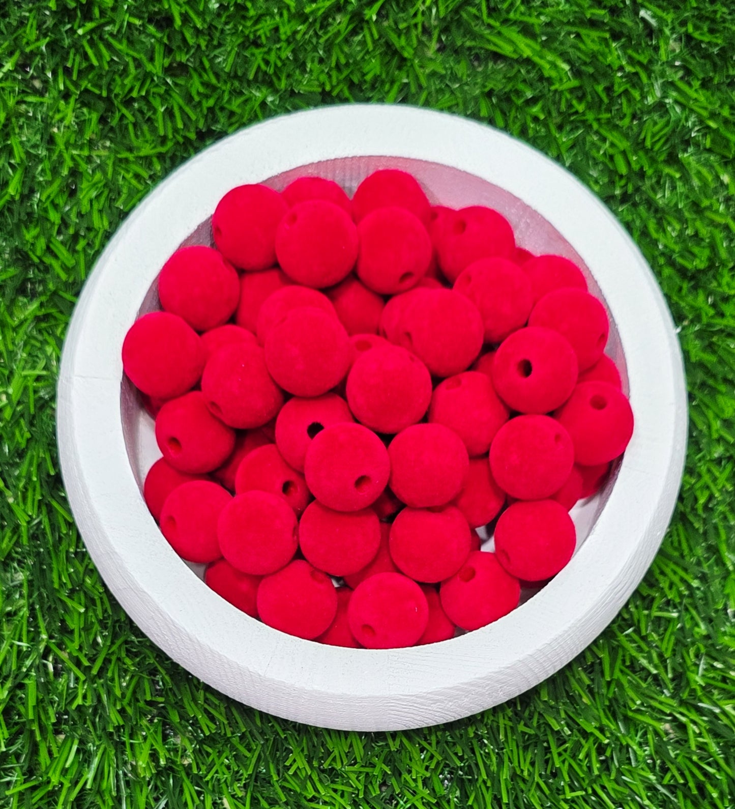Multicolor Velvet flocked acrylic beads 16mm