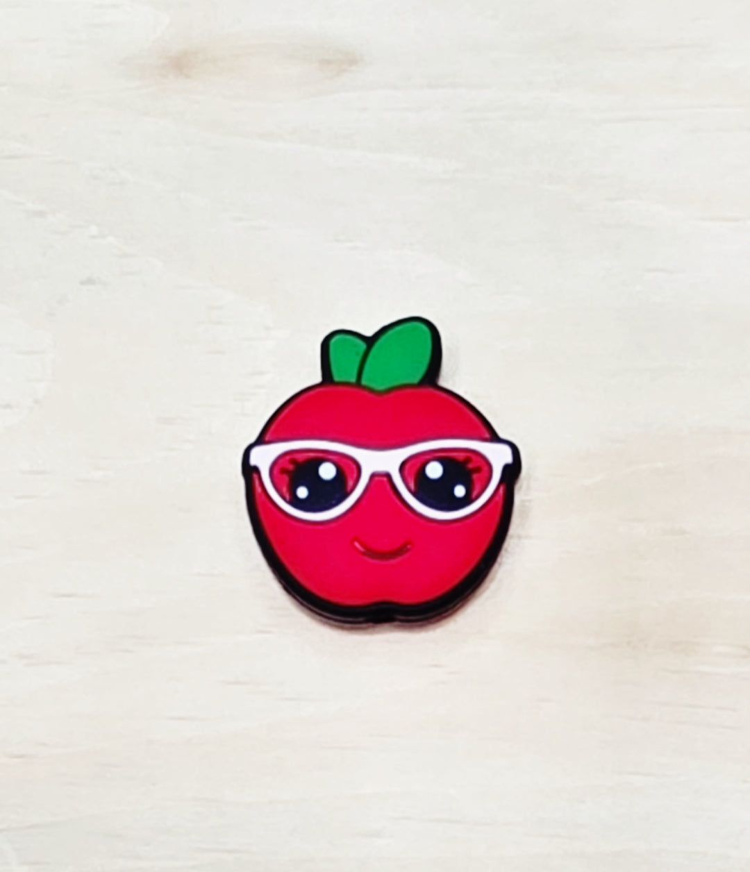 Apple with glasses silicone focal bead A244