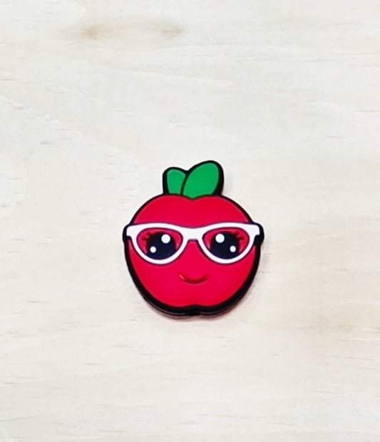 Apple with glasses silicone focal bead A244