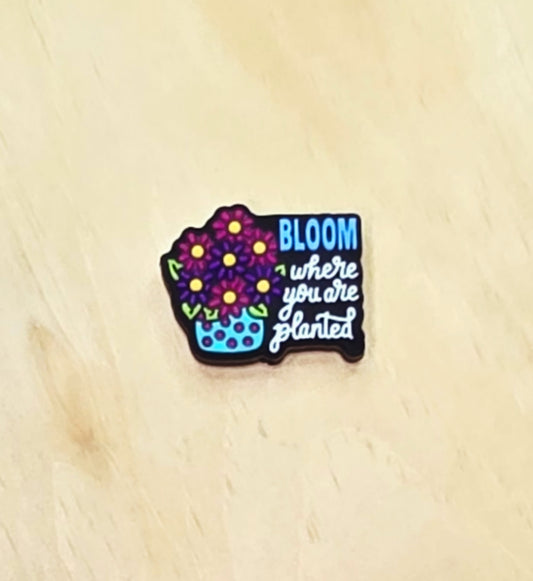 Bloom where you are planted silicone focal bead A221
