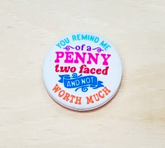 You remind me of a penny to face and not worth much silicone focal bead A254