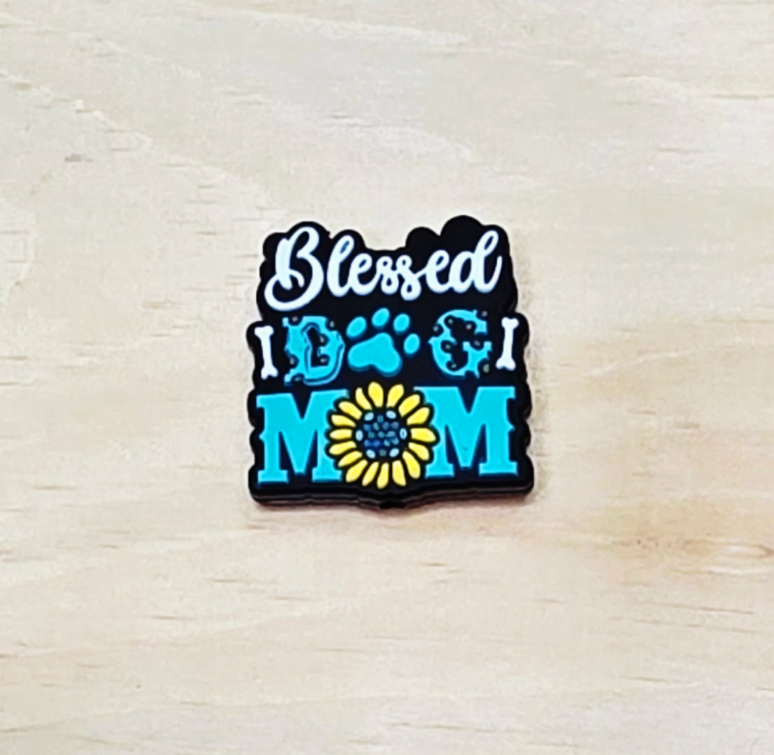Blessed dog mom with sunflower silicone focal bead A237