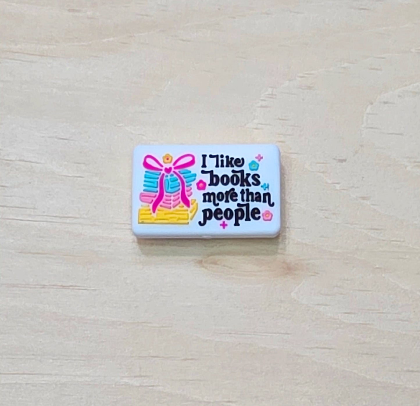 I like books more than people silicone focal bead - A147