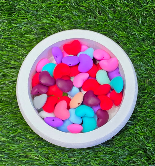 3D mixed silicone heart beads -  3pcs pack