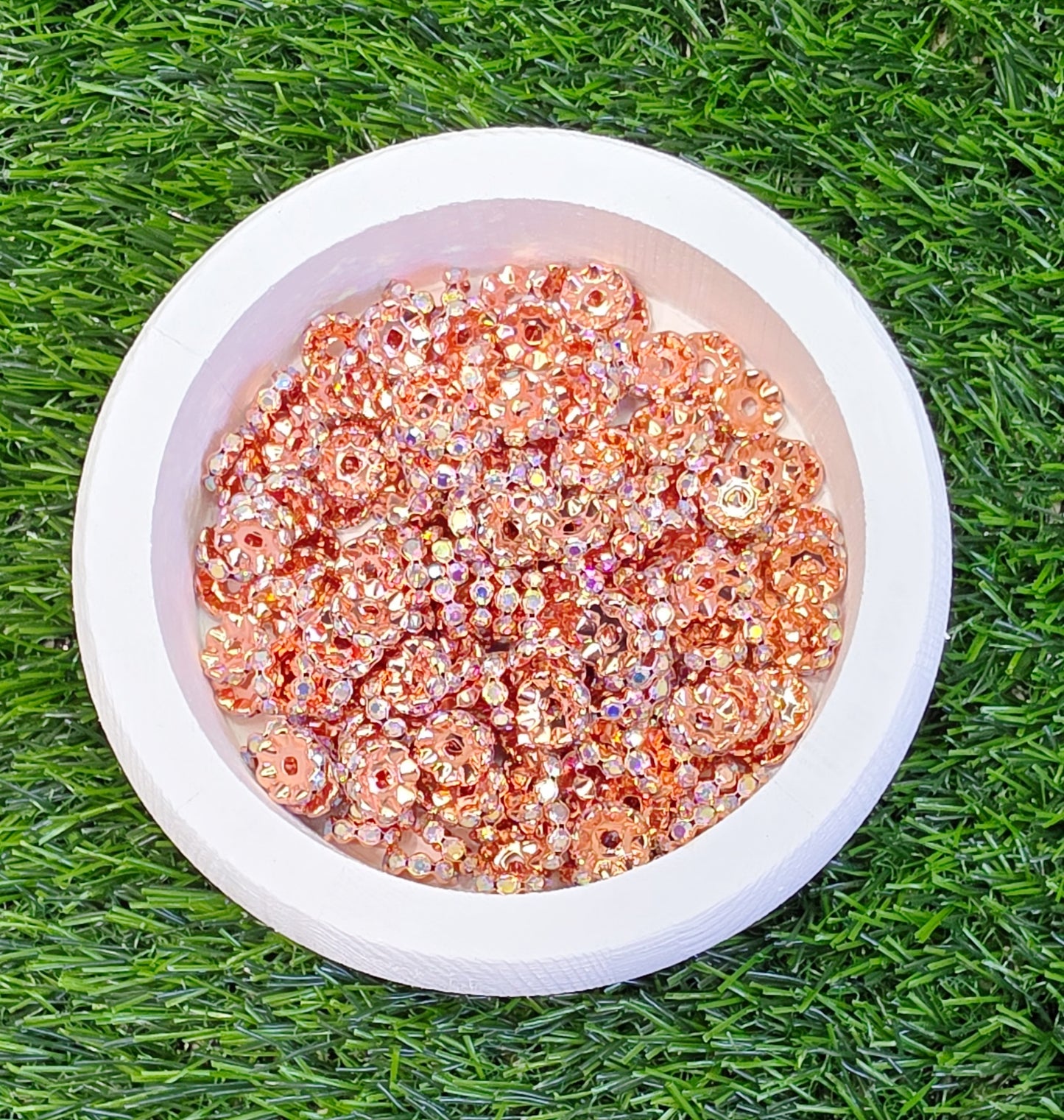 12mm rose gold rhinestone spacers