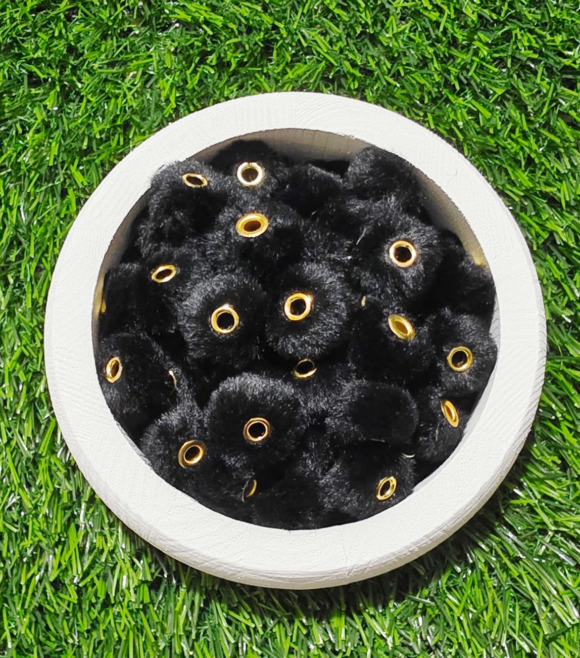 Black fluffy beads - fluffy spacer 20mm