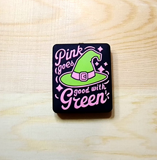 Pink goes good with Green - silicone focal bead - wicked focal bead - A92