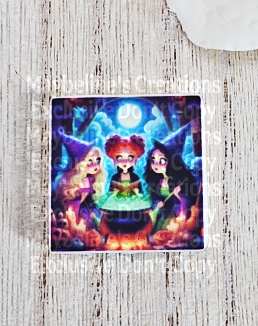 Three Little Witches Silicone focal bead-Halloween witchy sisters-Witches Cauldron Silicone Focal Bead - Halloween Craft Supply-MC exclusive silicone focal Bead