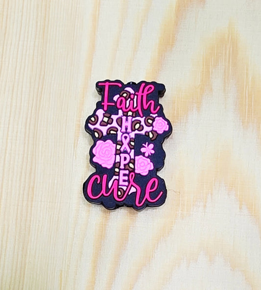 Faith Hope Cure cross silicone focal bead - A165