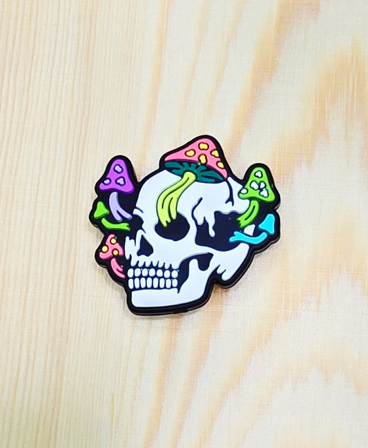 Skull with mushroom silicone focal bead - A154b