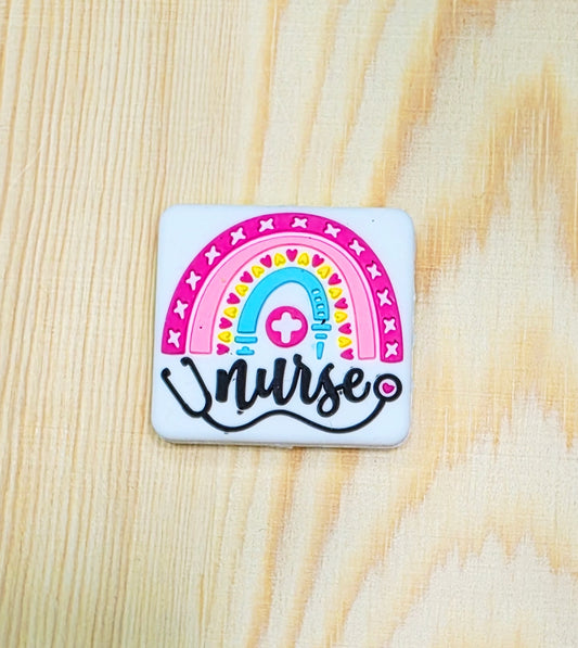 Nurse silicone focal bead - Rainbow Nurse silicone focal bead - A153