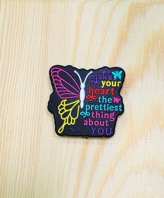 Make yourself heart the prettiest thing about you silicone focal bead - A172d