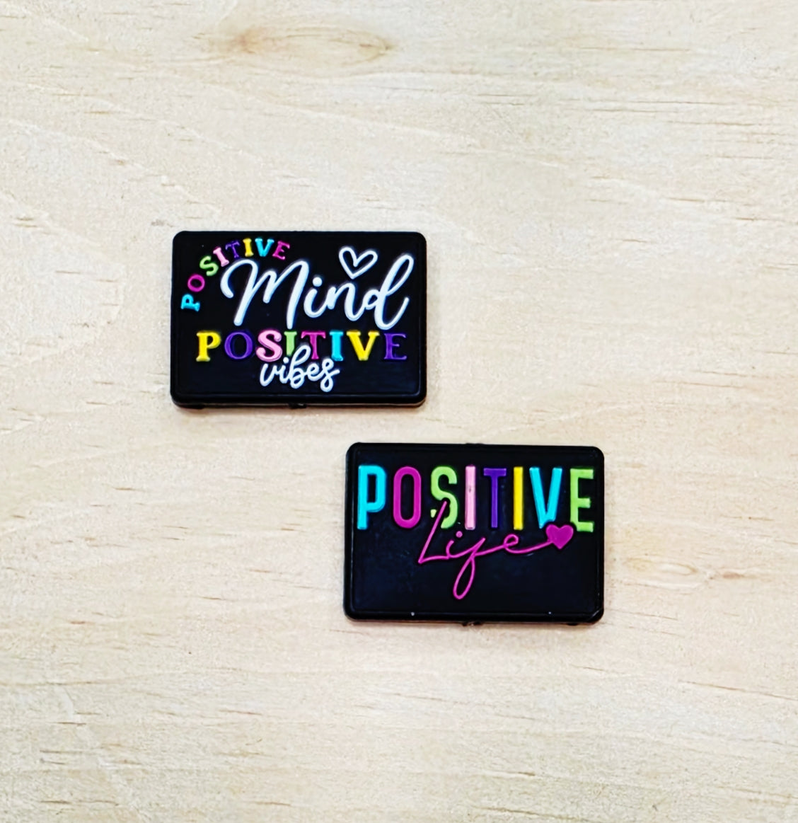 Positive mind positive vibes positive life double-sided silicone focal bead A206