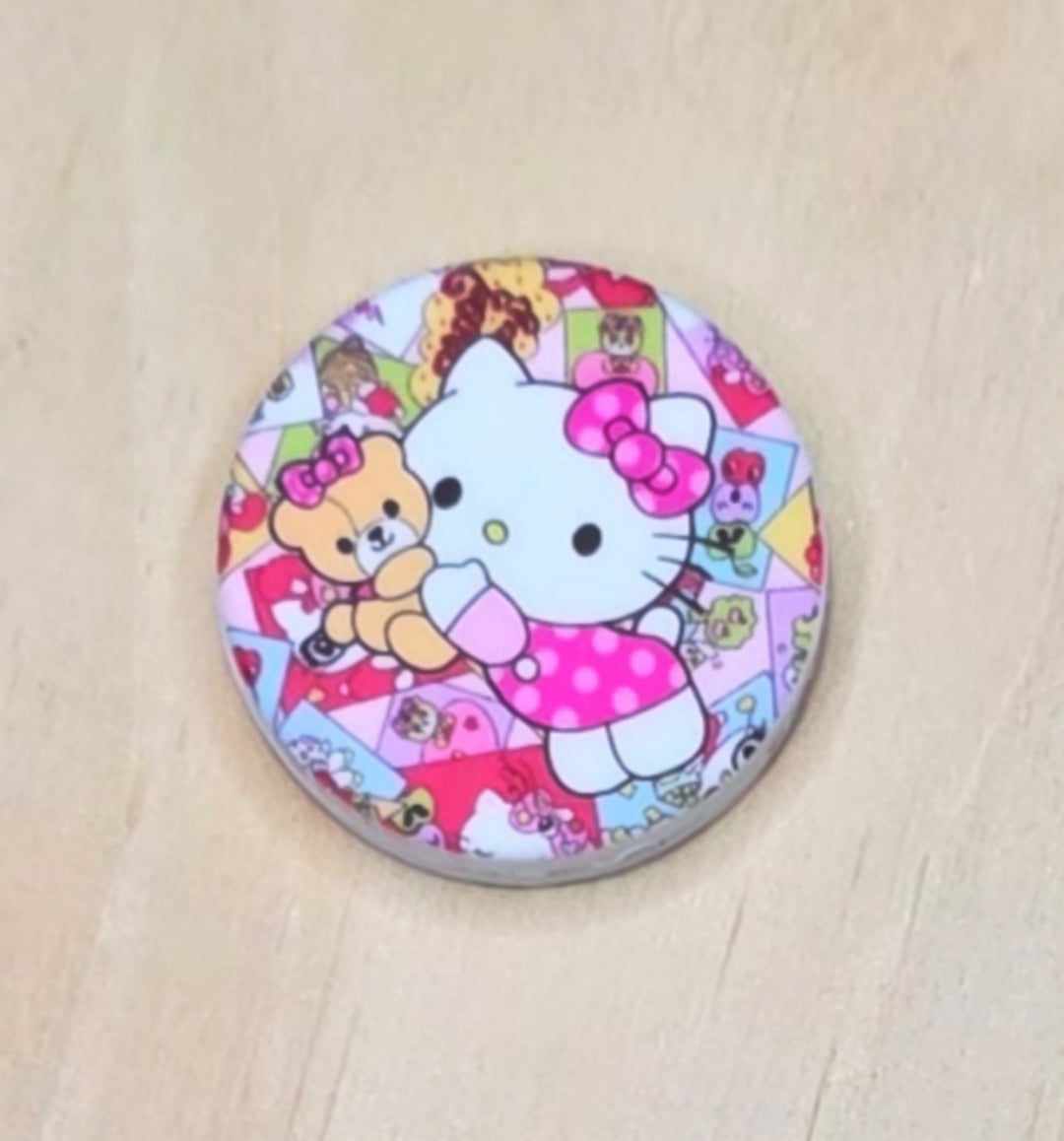 Kitty with bear printed silicone focal bead A213B