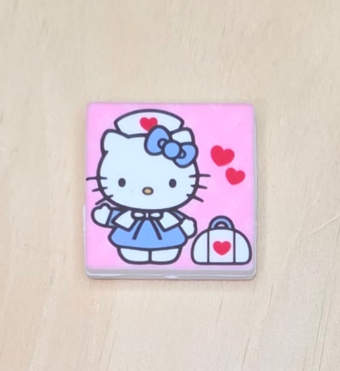 Kitty cat nurse printed silicone focal bead A213C