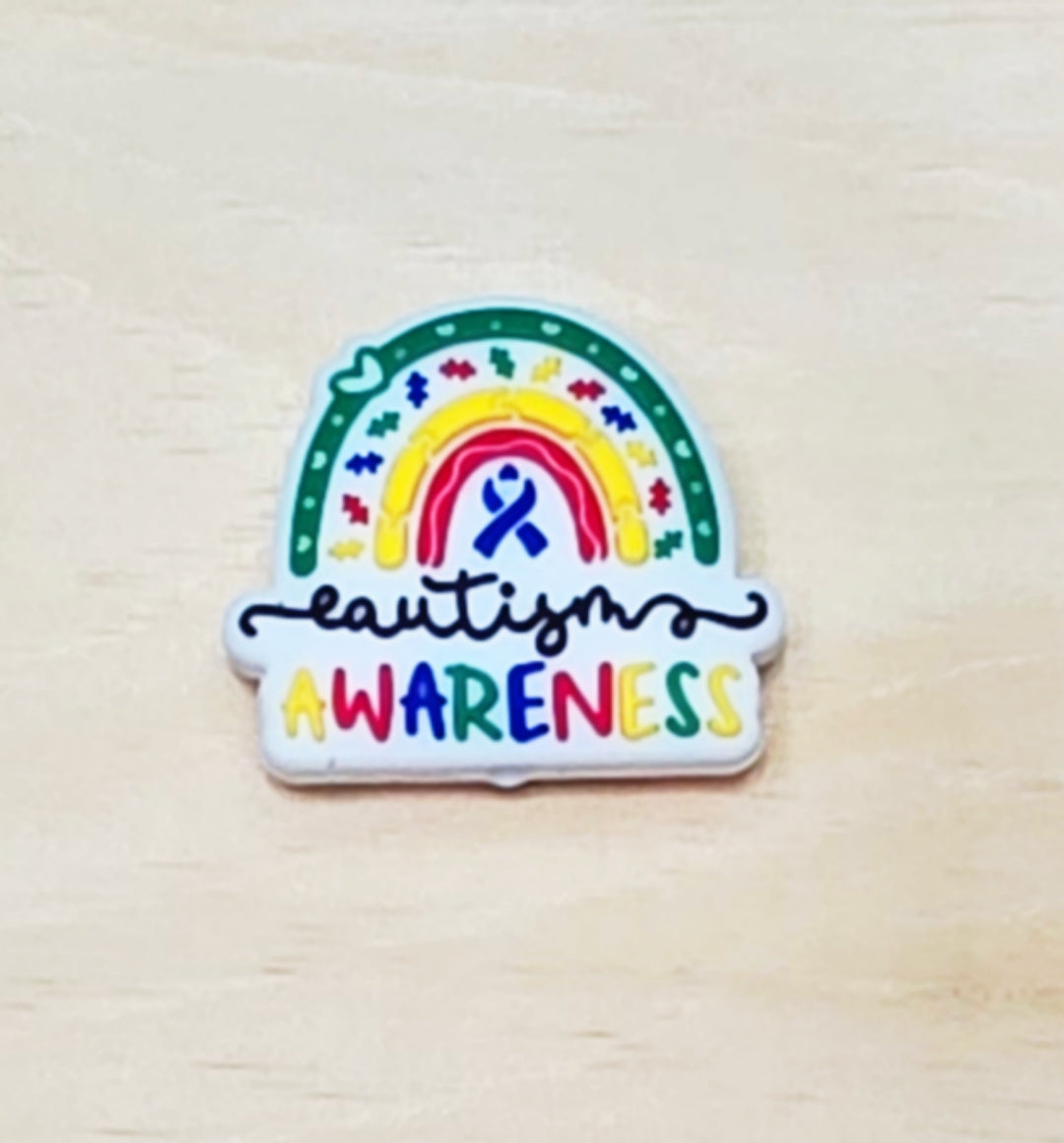 Autism Awareness rainbow silicone focal bead A238