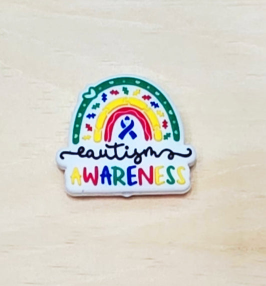 Autism Awareness rainbow silicone focal bead A238