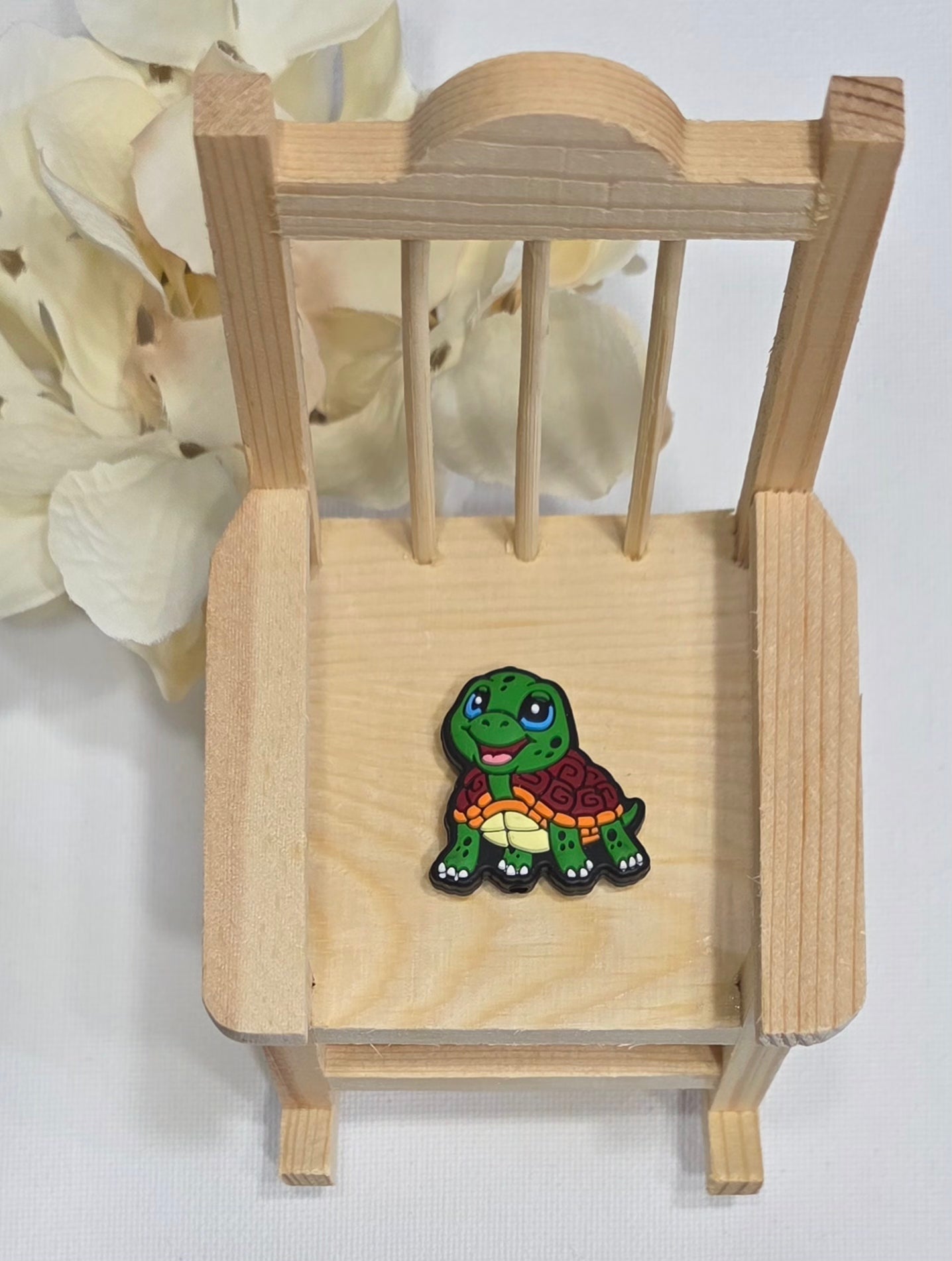 Cute little happy turtle silicone focal beads A183c