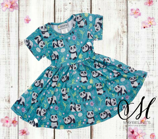 Girls Floral Panda Dress