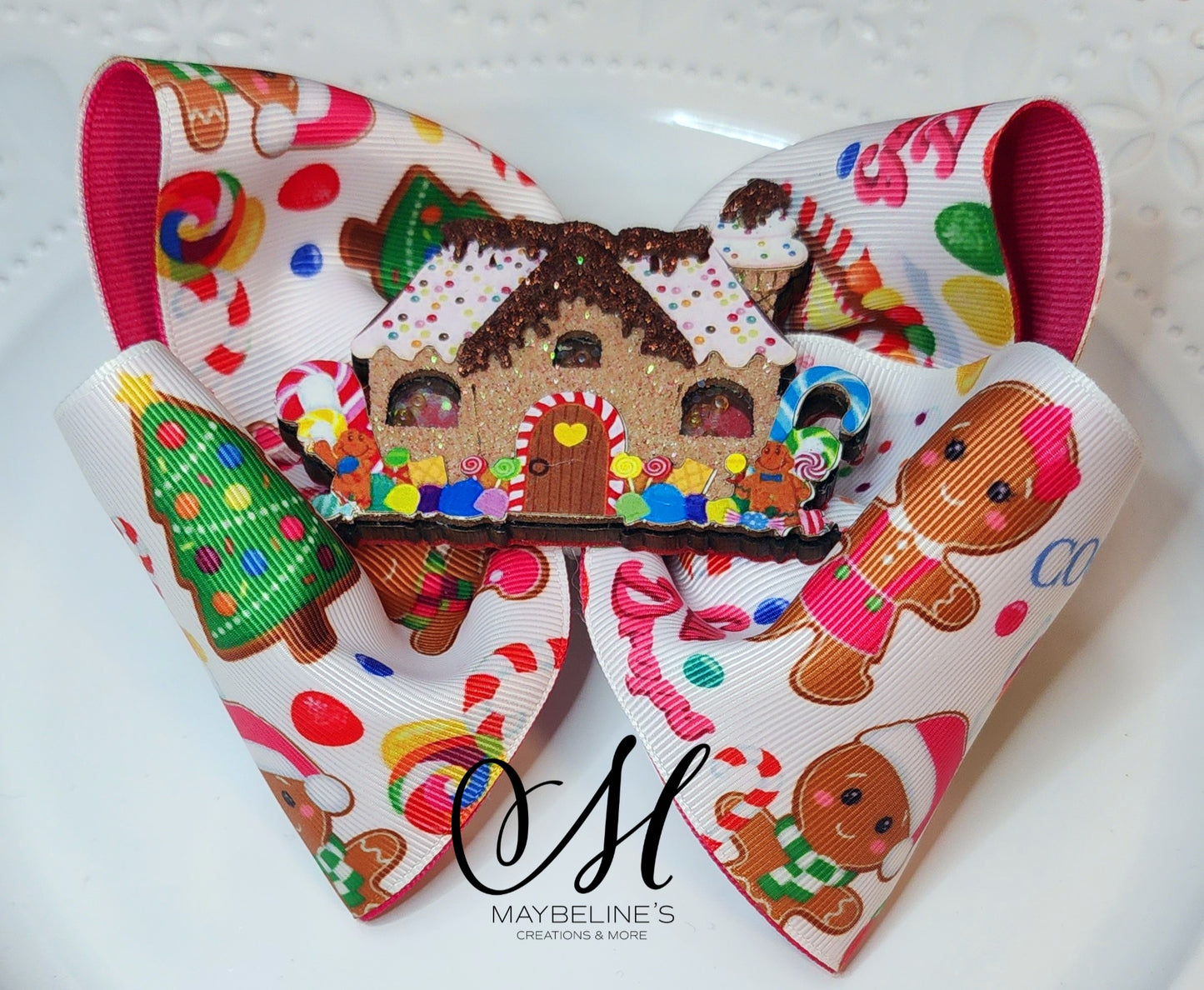 Gingerbread house Shaker hairbow