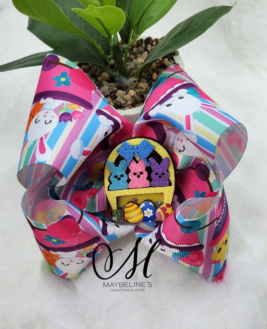 Easter basket bunnies hair bow