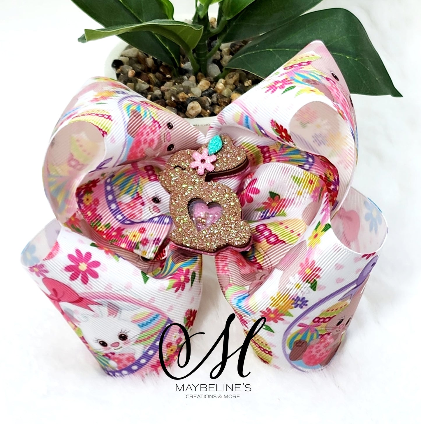 Easter bunny shaker hairbow