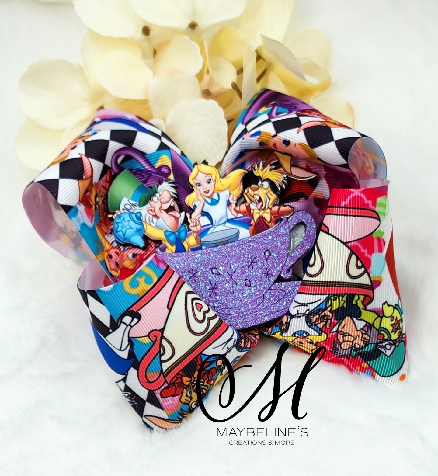 Wonderland girl and friends hairbow