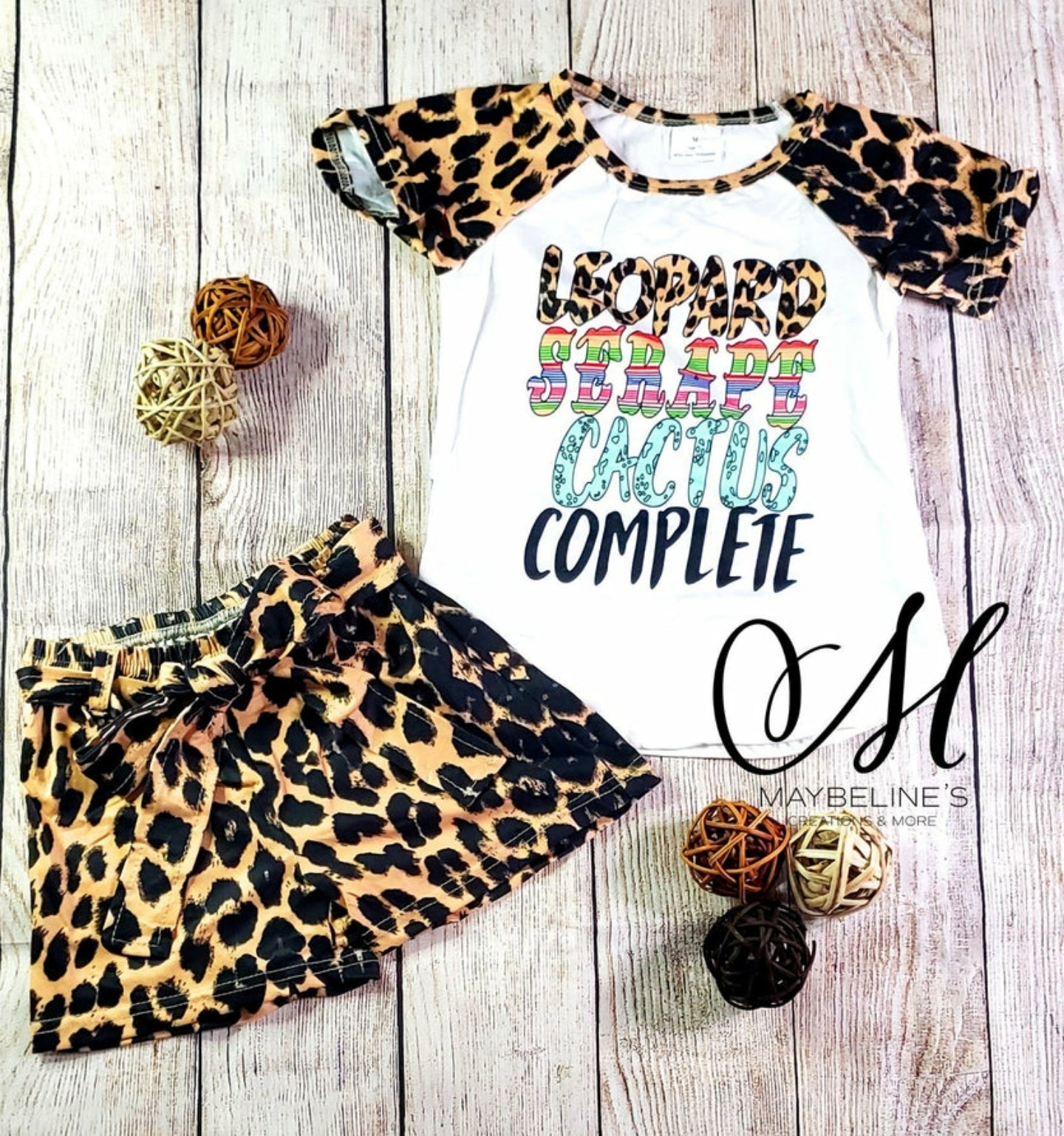 Girl Leopard Serape Cactus Complete Belt Short Outfit