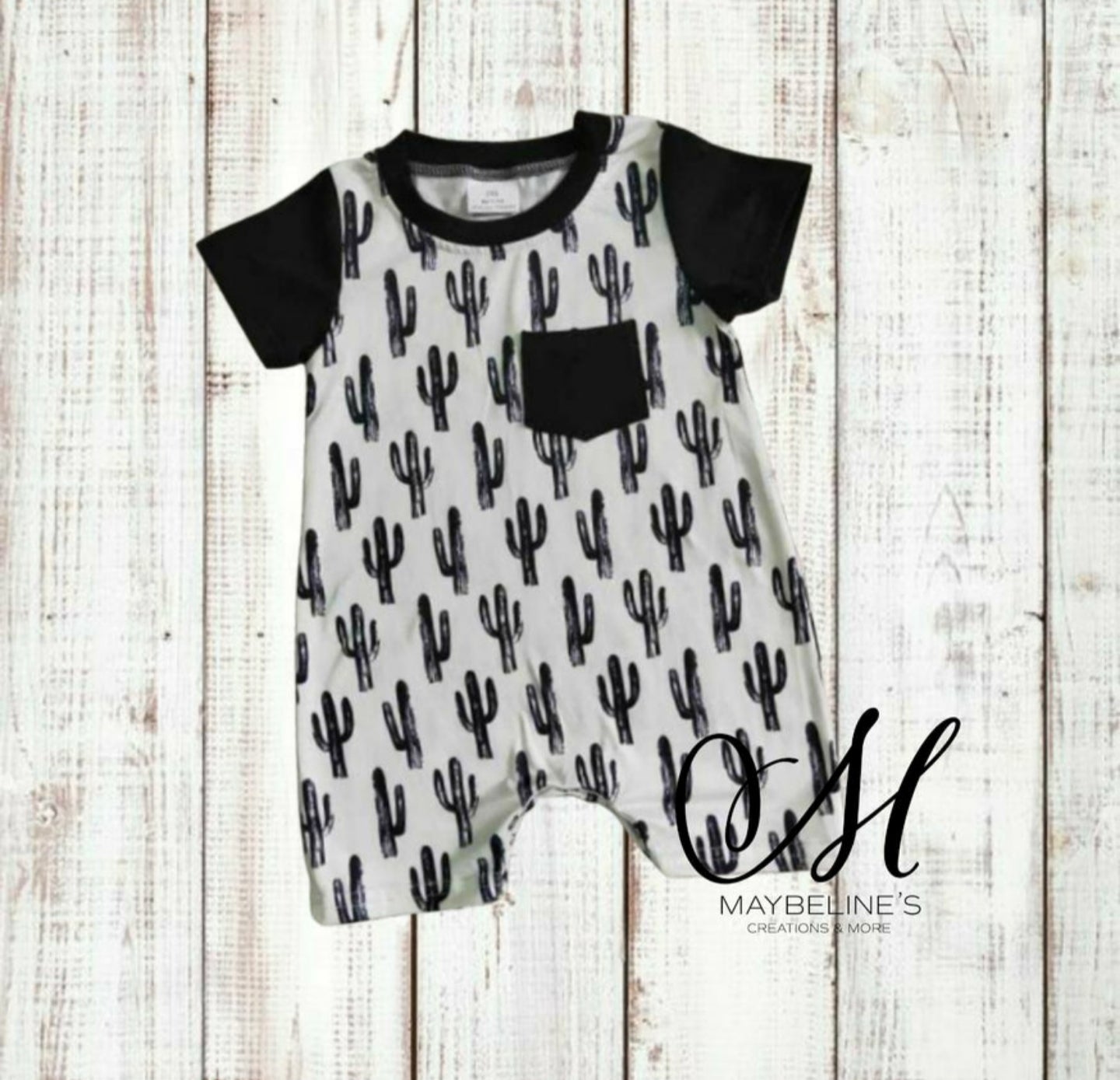 Boys Black Cactus Romper